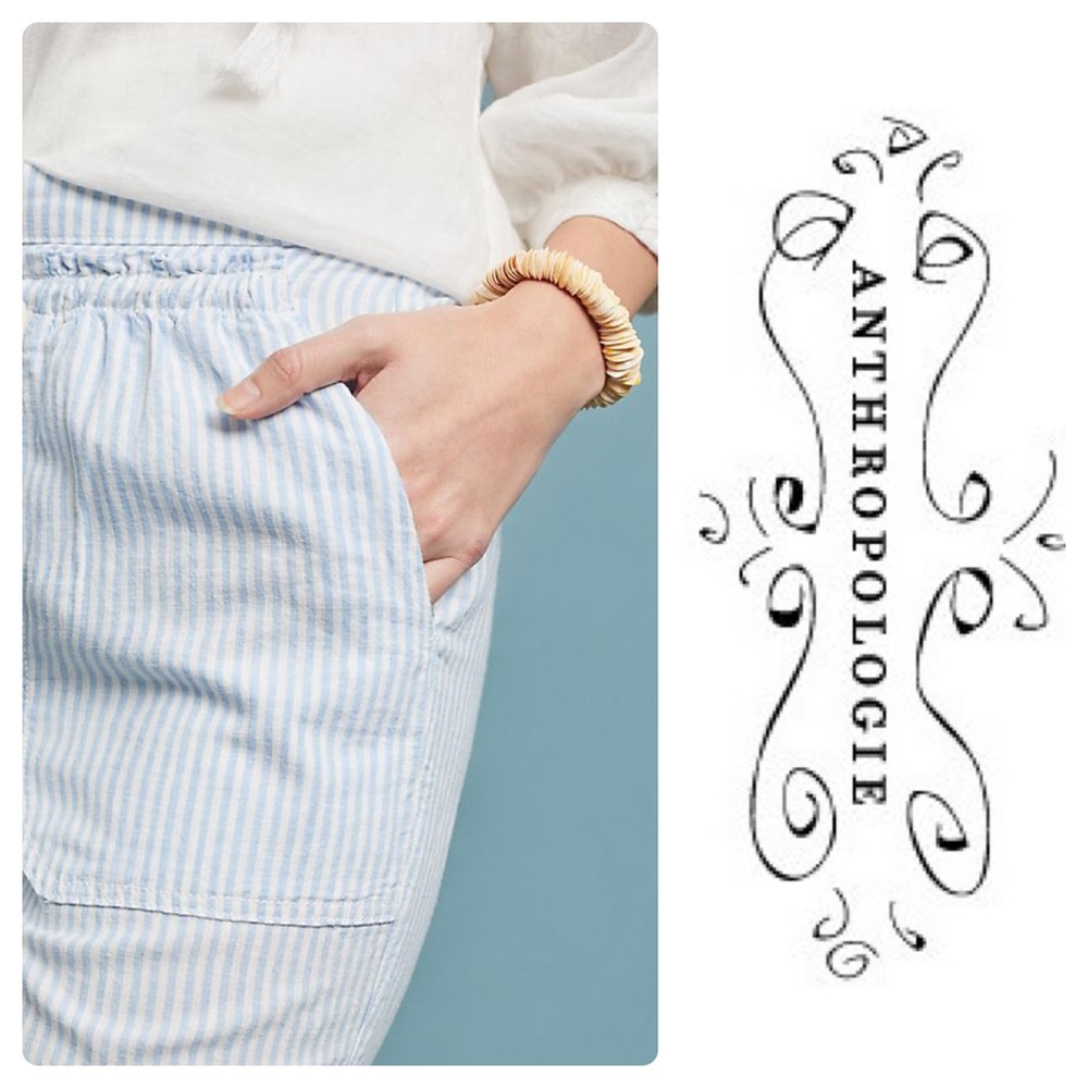 New Anthropologie Cruise Pants Sky Striped - Picture 4 of 8